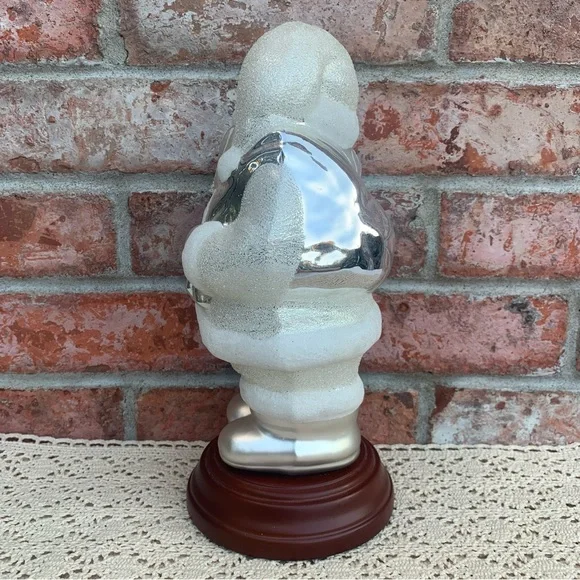 Vintage Dept 56 Mercury Glass Santa Bottle Brush Tree Figurine - Picture 4 of 13